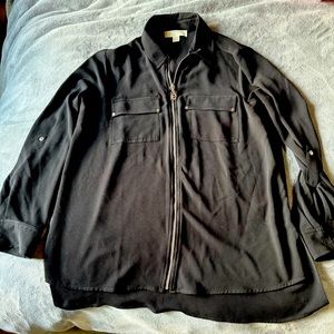 Michael Kors size Large zip up black shirt